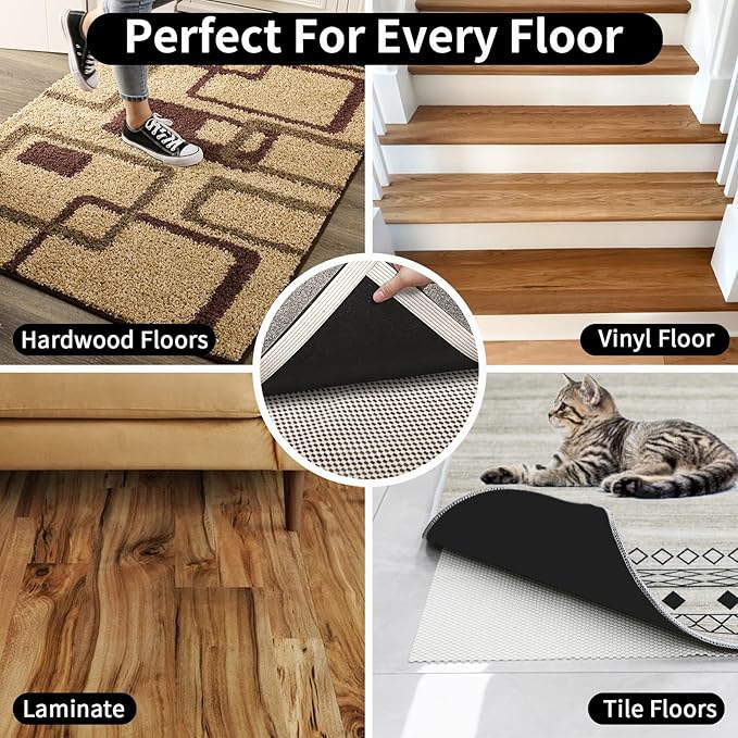 FestiCorp Non Slip Rug Pads 3x5 Ft Non Skid Rug Pad Gripper, Anti-Slip Carpet Rug Mats for Under Rugs and Hard Surface Floors