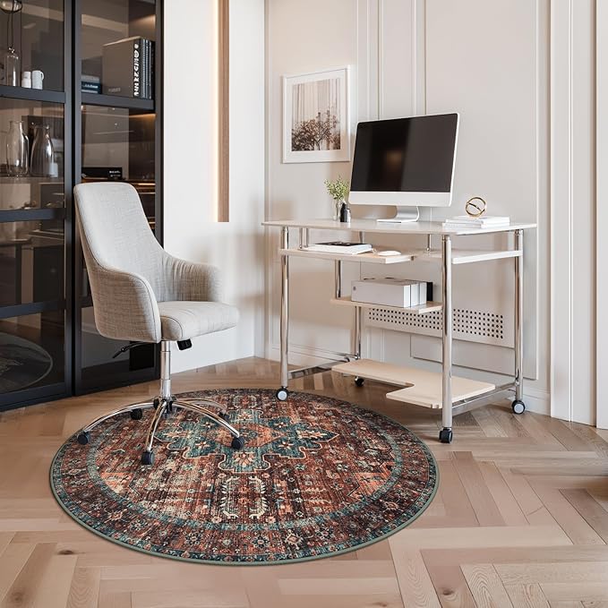 Anidaroel 47" Round Chair Mat for Hardwood Floor/Tile Floor, Desk Chair Mats for Hard Floors, Under Desk Rug Protector for Rolling Chair, Computer Gaming Chair Mat, Low Pile Carpet Floor Mat