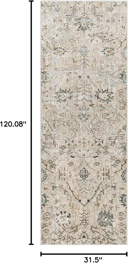 Hauteloom Claydon Moroccan Farmhouse Bedroom Hallway Entryway Runner Rug with Tassles - Bohemian Neutral Style - Traditional, Oriental, Beige, Brown, Cream - 2'7" x 10'