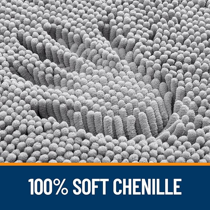 OLANLY Bathroom Rugs Sets 2 Piece, Soft Absorbent Chenille Bath Mats Area Rug Set, Non-Slip, Quick Dry, Machine Washable Bath Mats for Bathroom, Home Decor Accessories (30"x20"+24"x16", Grey)