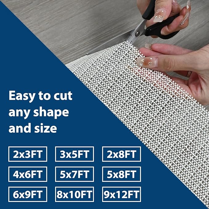 Non Slip Rug Pads for Hardwood Floors, 5x7 Rug Pad Gripper for Area Rugs, Under Carpet Anti Skid Mat, Beige, Keep Your Rugs Safe and in Place