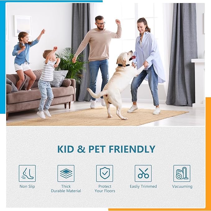 9X12 FT Non-Slip Rug Pad Gripper for Hardwood Floors, Tile, & Carpet – Anti-Slip Rug Pads to Keep Area Rugs Secure and in Place, Protects Floors, Prevents Slipping and Sliding