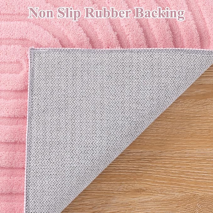 Pauwer 3x5 Washable Area Rugs for Living Room Modern Pink Solid Color Soft Fluffy Rugs for Bedroom Non Slip Boho Accent Indoor Mat Floor Carpet Cover for Kids Room Dining Room Kitchen Office, Pink