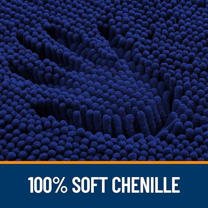 OLANLY Bathroom Rugs Sets 2 Piece, Soft Absorbent Chenille Bath Mats Area Rug Set, Non-Slip, Quick Dry, Machine Washable Bath Mats for Bathroom, Home Decor Accessories (30"x20"+24"x16", Navy)