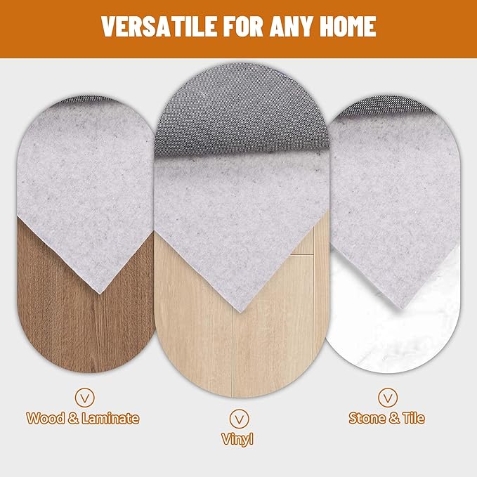 9' x 12' Non Slip Rug Pad Waterproof, 1/4" Thick 100% Felt +Rubber Rug Pad, Under Area Rug Pad Protective Cushioning Rug Pads Carpet Gripper Keep Rugs in Place, Safe for All Floors