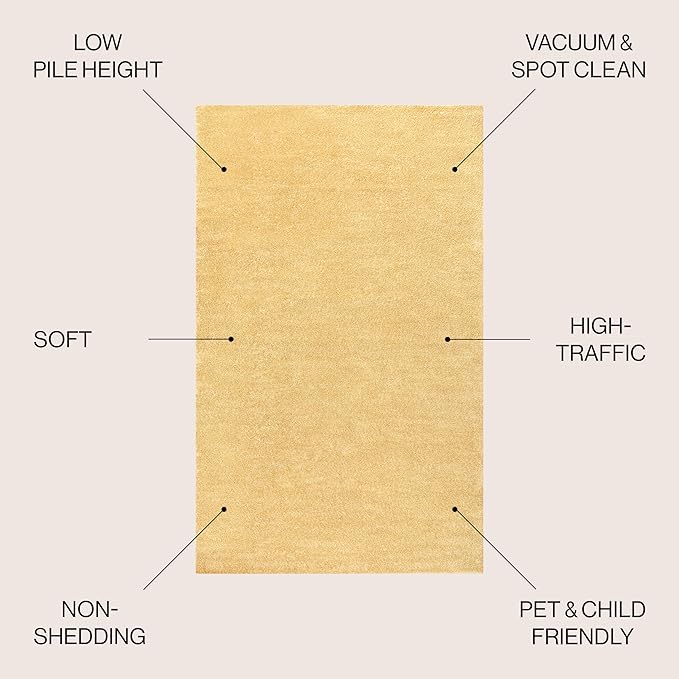 JONATHAN Y Haze Solid Low-Pile Mustard Indoor Area Rug 10x14, Coastal,Bohemian,Minimalist,Classic, Easy-Cleaning for Living Room,Bedroom,Kitchen,Pet Friendly,Non-Shedding (SEU100B-14)