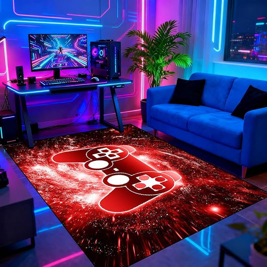 Gaming Rug - Gaming Rug for Boys Room Gamepad Controller Area Rugs for Bedroom Game Room Carpet Gamer Carpet for Boys Room Gamer Floor Mat Kids Mat for Bedroom