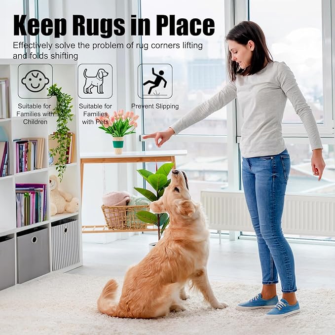 Felt and Rubber Rug Pads 5x7 ft, 1/8" Thick Non Slip Rug Pad Gripper, Carpet Pads for All Floors and Finishes, Protective Cushioned Pads for Hardwood Floors, Keeps Carpets in Place Soft and Secure