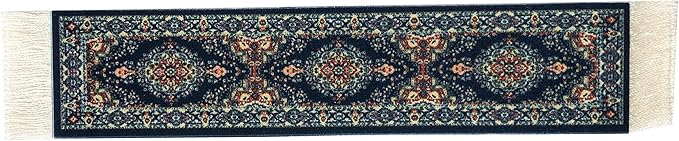 3-Piece Carpet-Style Desk Set – Navy Blue Mouse Pad, Mini Rug Coaster & Bookmark, Colorful Elegant Office Accessories, Novelty Gift
