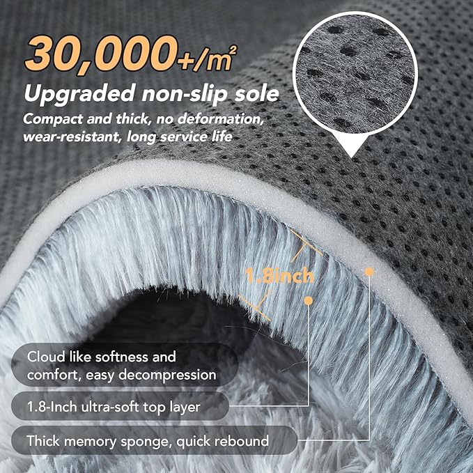 Shag Rugs for Living Room 9x12: 9x12 Area Rugs for Living Room- 9x12 Large Soft Tie-Dyed Light Grey Rugs for Bedroom- Fuzzy Plush Modern Carpets for Kids Room (Tie-Dyed Light Grey, 9x12 Feet