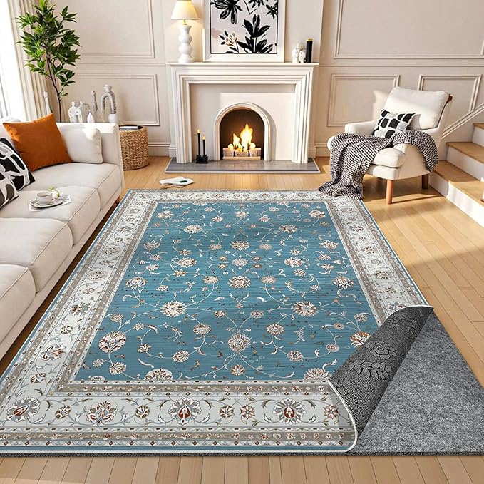 Waterproof Rug Pad 6x9 Ft, 1/8" Thick Under Area Carpet Padding, Non Slip Felt Rug Pads for Hardwood Floors, Protective Underlay Keeps Rugs in Place Without Wrinkles