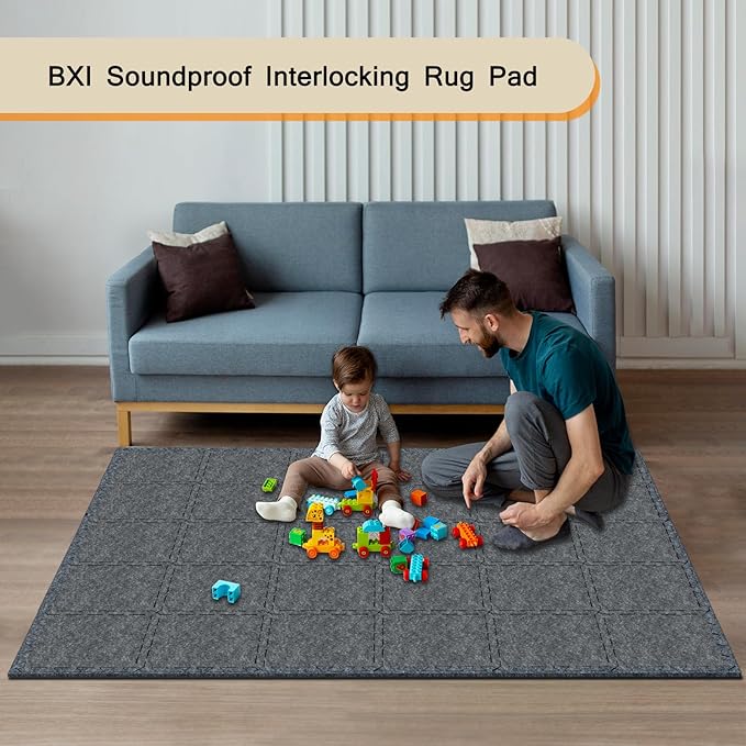 28 Pcs 0.32" Felt Border Pieces for BXI Soundproof Interlocking Rug Pad, Non Slip Rug Pads, High Density Noise Reduction Puzzle Felt Carpet Padding, Rug Mat Protect and Adds Cushion Fittings