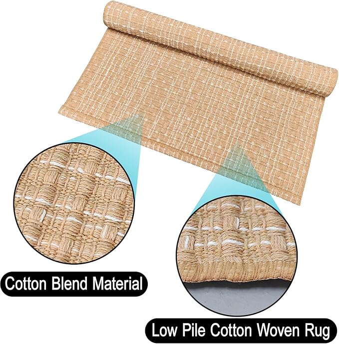 Hallway Runner Rug Braided Rugs 3'x10' Beige Long Cotton Washable Rug Runner for Kitchen/Doorway/Bedroom/Bathroom/Living Room/Laundry/Indoor Outdoor Farmhouse Rugs