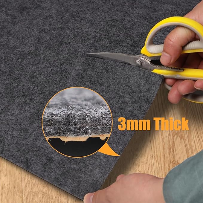 Felt and Rubber Rug Pads 5x7 ft, 1/8" Thick Non Slip Rug Pad Gripper, Carpet Pads for All Floors and Finishes, Protective Cushioned Pads for Hardwood Floors, Keeps Carpets in Place Soft and Secure
