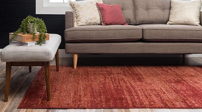 Unique Loom Del Mar Collection Area Rug - Lucille (7' 10" x 11' Rectangle, Terracotta/ Red)