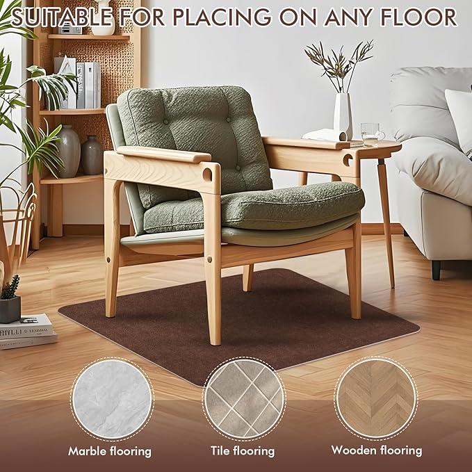 Recliner Pads for Hardwood Floors, Non Slip Recliner Grippers, Furniture Pads Floor Mats for Carpet, Anti Slide Office Chair Mat for Floor Protector, 40"x40" (1 Pack Brown)