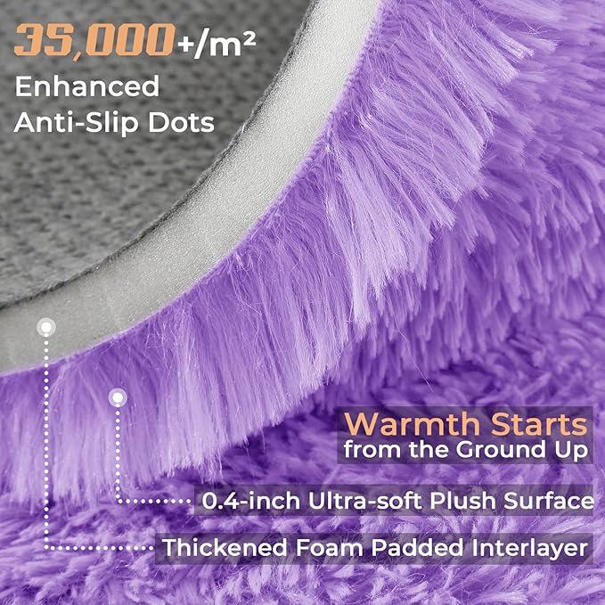 OPPODREAM 6x9 Light Purple Rugs for Bedroom, Ultra-Soft Fluffy Area Rugs for Living Room, 6 x 9 Shag Carpet for Nursery, Kids, Girl, Boy, Baby, Plush, Fuzzy, Shaggy, Cute Home Decor