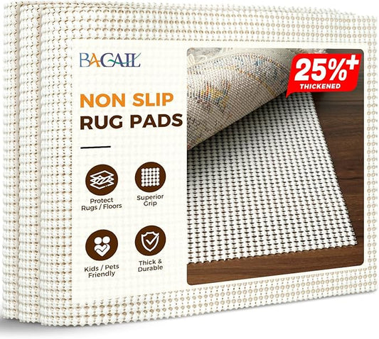 BAGAIL BASICS 3 x 5 FT Rug Pad Gripper for Hardwood Floors, Non Slip Rug Pads for Area Rugs, Extra Thick Under Rug Padding, Protect Your Rugs & Floors