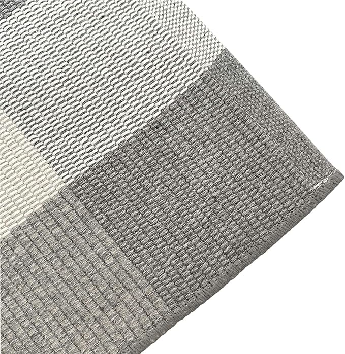 LEVINIS Buffalo Check Rug -Grey and White Plaid Door Mat Outdoor - Farmhouse Rugs for Front Porch/Kitchen/Bathroom- Large Layered Welcome Doormats, 59''x35.4''