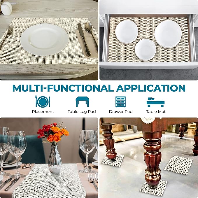 Superior Area Rug Pad, Non-Slip, Non-Skid, Floor Protector, Table Runner, Hardwood And Tile Floors Padding, Washable, Place Mats, Gripper Mat, Slide Stoppers, Rubber Rug Grip, 9' x 12', Cream