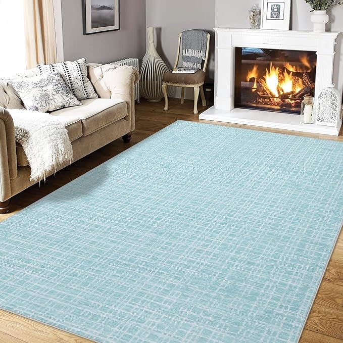 Washable Area Rug 6x9 Rug for Living Room Modern Green Bedroom Rug Farmhouse Large Area Rug Non Slip Throw Rugs Soft Faux Wool Low Pile Stain Resistant Carpet for Classroom 6'x9' Mint Green
