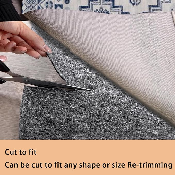 Waterproof Rug Pad, 3x5 Ft Extra Large Area Rug Non-Slip Carpet Pad, Non-Slip Felt Rug Pads for All Floors, Felt Pad for Under Area Rugs Hardwood Floors, Keeps Carpets in Place Soft and Safe