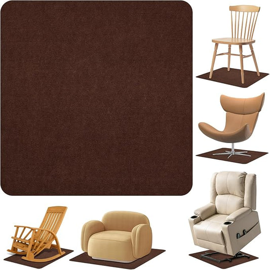 Recliner Pads for Hardwood Floors Non Skid, 35"x35" Furniture Floor Mats for Carpet, Anti Slide Office Chair Mat for Floor Protector, Chairs Recliner Rug Non Slip Recliner Grippers (1 Pack Coffee)