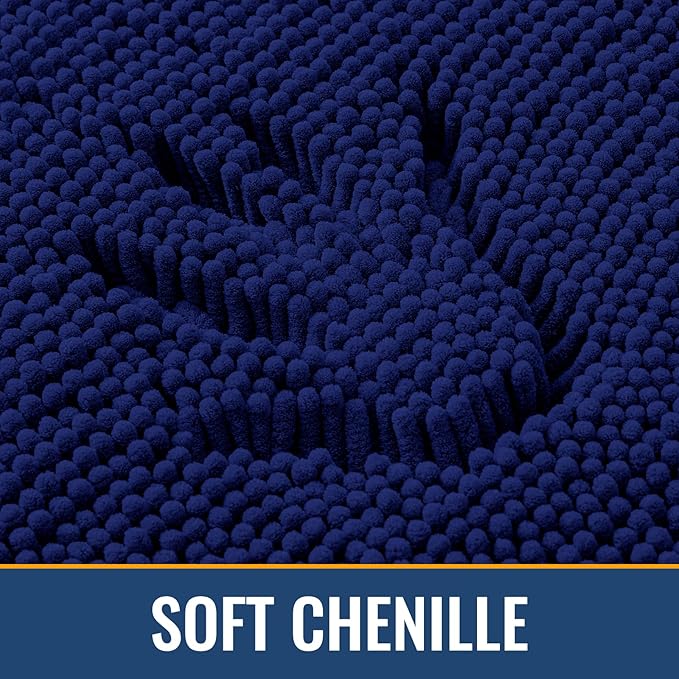 Arotive Bathroom Rugs 44x24, Extra Soft Absorbent Shaggy Chenille Bath Rugs, Machine Washable Rubber Backing Non-Slip Bath Mats for Bathroom Floor Tub and Shower, Home Decor Accessories, Navy