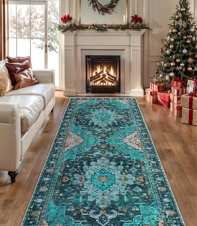 Ciicool 2x12ft Long Hallway Rug, Washable Runner Rug Non Slip Thin Low Pile Soft Indoor Floor Long Carpet Hallways for Bathroom Kitchen Living Room Bedside