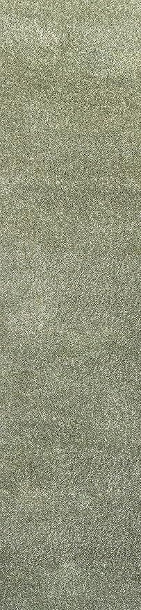 Eyely UES100O-214 Supersoft Haze Solid Low-Pile Indoor Runner Rug, Coastal, Bohemian, Minimalist, Classic, Casual for Bedroom,Kitchen,Living Room,Non Shedding,Easy-Washing, Green, 2 X 14