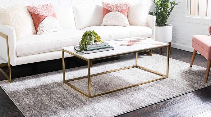 Unique Loom Del Mar Collection Area Rug - Lucille (6' 1" x 9' Rectangle, Gray/ Ivory)