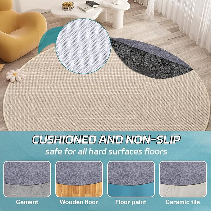 Waterproof Rug Pad Round 1/4Thick Waterproof Non-Slip Rug Pad， Pad for Hardwood Floors， Rug Pads for All Floors and Finishes, Keeps Carpets in Place Soft and Safe（6TF）