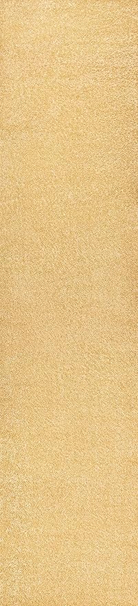 Eyely UES100B-216 Supersoft Haze Solid Low-Pile Indoor Runner Rug, Coastal, Bohemian, Minimalist, Classic, Casual for Bedroom,Kitchen,Living Room,Non Shedding,Easy-Washing, Yellow, 2 X 16