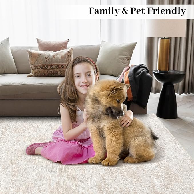 RUGSREAL Hallway Runner Rug 2.5x10 Long Kitchen Rug with Rubber Backing Low Pile Stain Resistant Entryway Carpet Washable Modern Solid Color Runner for Living Room Bedroom, Beige
