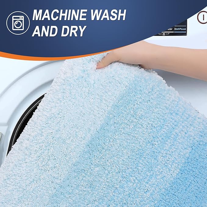 OLANLY Bathroom Rugs Mat 34x21, Extra Soft Absorbent Microfiber Bath Rugs, Rubber Backing, Quick Dry, Machine Washable Bath Mats for Bathroom Floor, Tub and Shower, Home Decor Accessories, Sky Blue