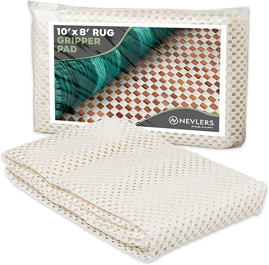 Nevlers 8'x10' White Anti Skid Rug Gripper for Hardwood Floors & Other Surfaces | PVC Foam Non Slip Rug Pads | Open Weave Rug Pad Non Slip Design | Customizable Anti Slip Rug Grips | Carpet Gripper