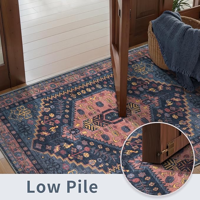 Ciicool Washable 5x7ft Rugs for Living Room Non-Slip Indoor Area Rug Large Low-Pile Mat Floor Carpet Vintage Rug for Bedroom Dinning Foyer Decor