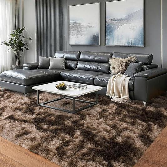 IPABOBO Brown Area Rug 4x6 for Bedroom, Ultra Soft Fluffy Shag Rugs, Modern Indoor Plush Carpet Non-Slip for Living Room Dorm Nursery Kids Room Home Decor