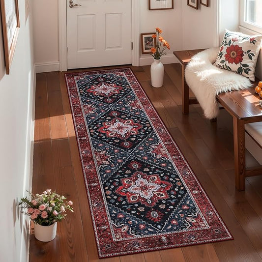 Ciicool 2x7ft Entryway Runner Rug, Washable Rug Non Slip Low Pile Pet Friendly Indoor Floor Long Carpet Hallway for Bathroom Kitchen Living Room Bedside