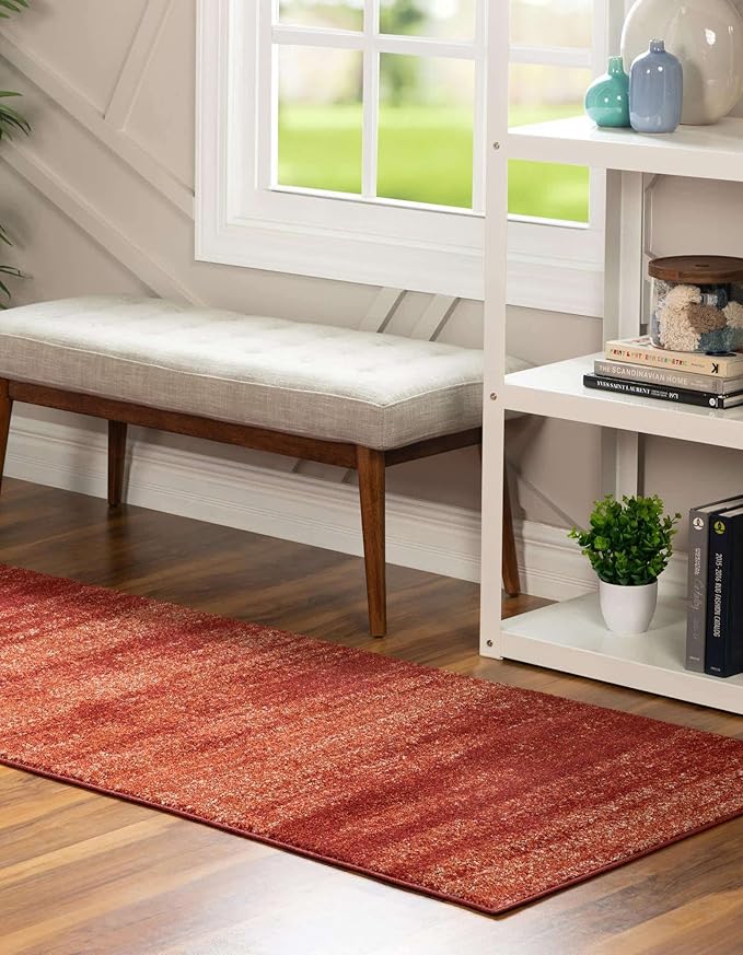 Unique Loom Del Mar Collection Area Rug - Lucille (2' x 6' 1" Runner, Terracotta/ Red)