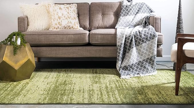 Unique Loom Del Mar Collection Area Rug - Lucille (6' 1" x 9' Rectangle, Green/ Hunter Green)