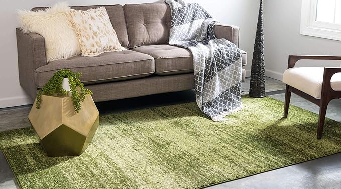 Unique Loom Del Mar Collection Area Rug - Lucille (6' 1" x 9' Rectangle, Green/ Hunter Green)
