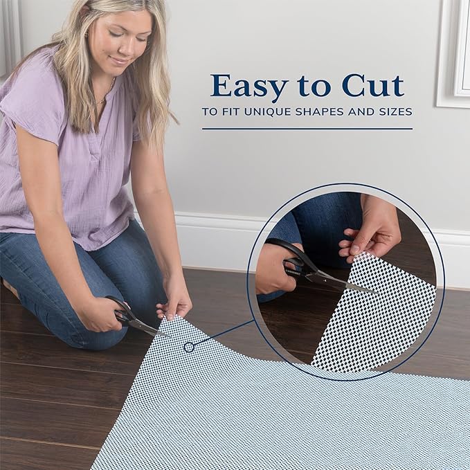 Veken 5x7 Ft Rug Pad Gripper for Hardwood Floors, Non Slip Grey Blue Rug Pads for Area Rugs, Thick Rug Grippers for Tile Floors, Under Carpet Anti Skid Mat, Keep Your Rugs Safe and in Place