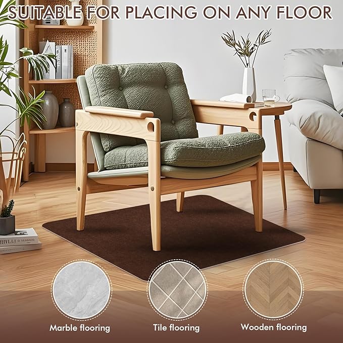 Recliner Pads for Hardwood Floors Non Skid, 35"x35" Furniture Floor Mats for Carpet, Anti Slide Office Chair Mat for Floor Protector, Chairs Recliner Rug Non Slip Recliner Grippers (1 Pack Coffee)