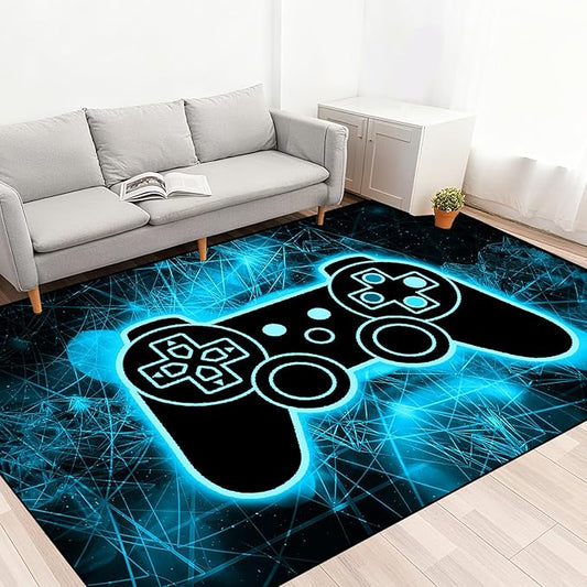 Gaming Video Game Area Rugs for Boys Teens Modern Cool Tech Style Gaming Room Home Decor Gamer Controller Gamepad Pattern Area Rug Floor Carpet Bathroom Mat for Leisure/Living/Bedroom