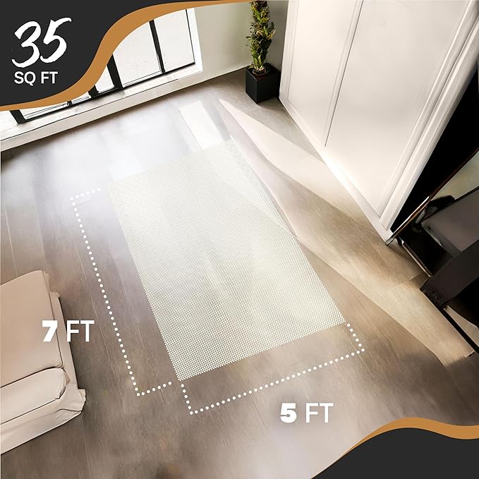 Nevlers 5'x7' White Anti Slip Rug Mat Non Skid Design | PVC Non Slip Rug Pads | Customizable Open Weave Rug Pad for Hardwood Floors