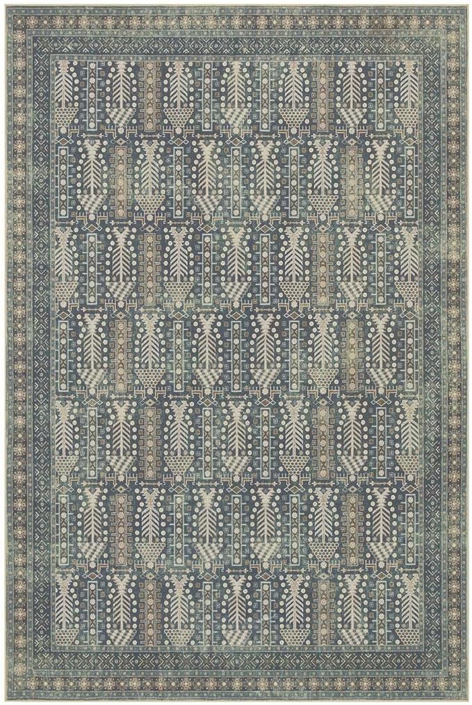 9x12 Washable Area Rugs for Living Room - Large Rugs,Floral Boho Vintage Rug,Soft & Non-Slip,Low Pile Wool Carpet for Indoor Dining Room,Girls Room,Nursery Room and Kids Room(Ivory Blue)