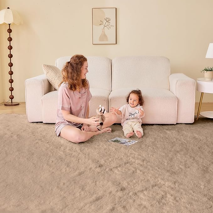 OPPODREAM 4x6 Beige Rugs for Bedroom, Ultra-Soft Fluffy Area Rugs for Living Room, 4 x 6 Shag Carpet for Nursery, Kids, Girl, Boy, Baby, Plush, Fuzzy, Shaggy, Cute Home Decor