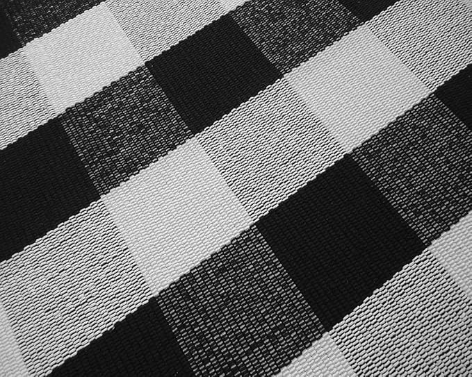 LEVINIS Buffalo Check Rug - Black and White Plaid Door Mat Outdoor - Farmhouse Rugs for Front Porch/Kitchen/Bathroom- Large Layered Welcome Doormats, 59''x35.4''