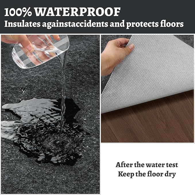 100% Waterproof Rug pad, 7x9 ft Area Rug Non-Slip Rug Pads, 1/4" Thick Carpet Pads for All Floors and finishes, Felt pad for Hardwood Floors, Keep Carpets in Place Soft and Secure